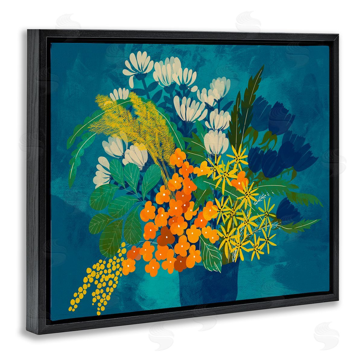 Pragya Kothari Mixed Vase Florals Black Floater Frame Canvas Artside_