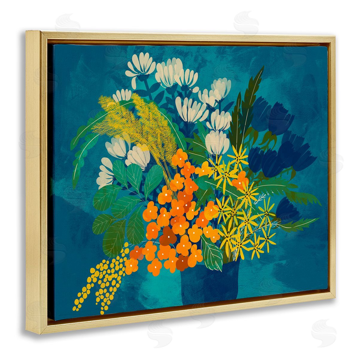 Pragya Kothari Mixed Vase Florals Gold Floater Frame Canvas Artside_