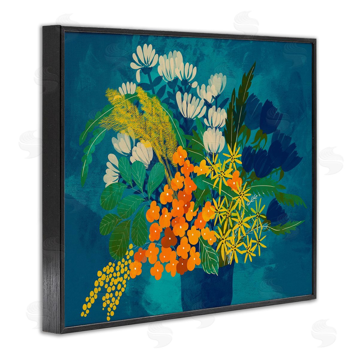 Pragya Kothari Mixed Vase Florals Black Framed Giclee Wall Artside_