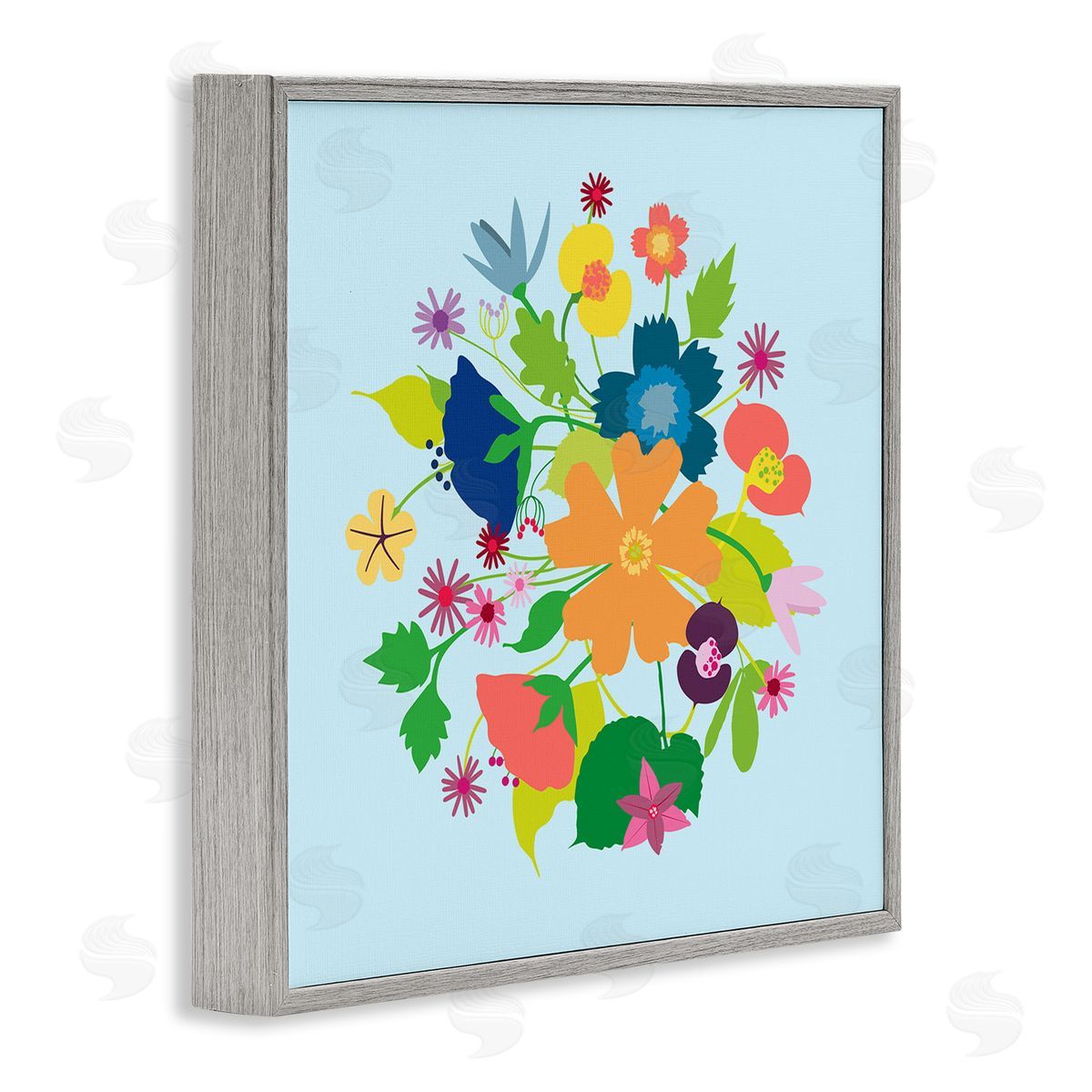 Pragya Kothari Modern Spring Petals Gray Framed Giclee Wall Artside_