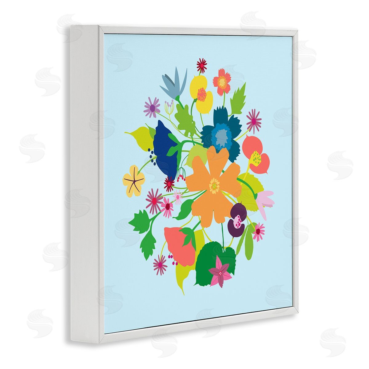 Pragya Kothari Modern Spring Petals White Framed Giclee Wall Artside_
