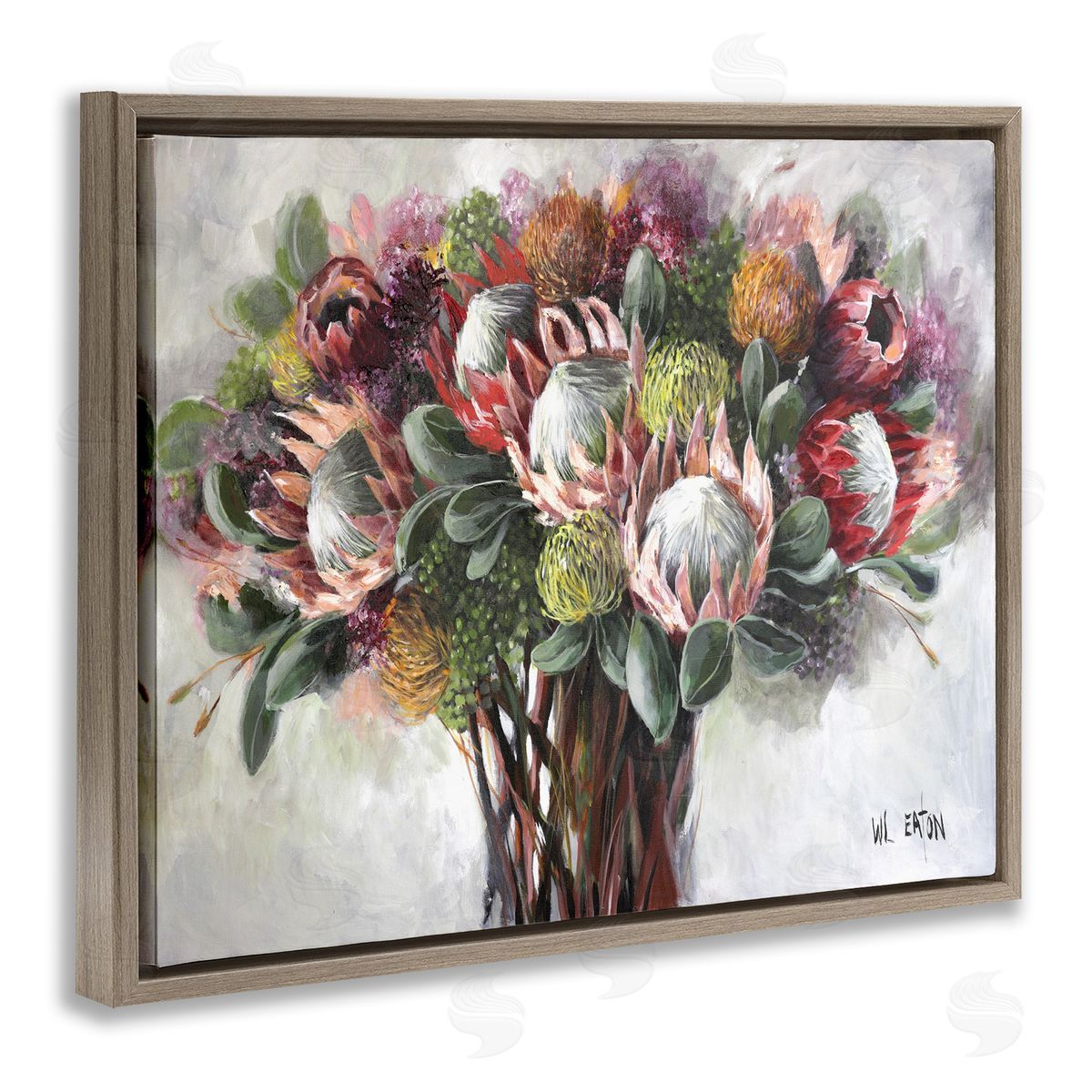 Winnie Eaton Traditional Rustic Vase Brown Floater Frame Canvas Artside_