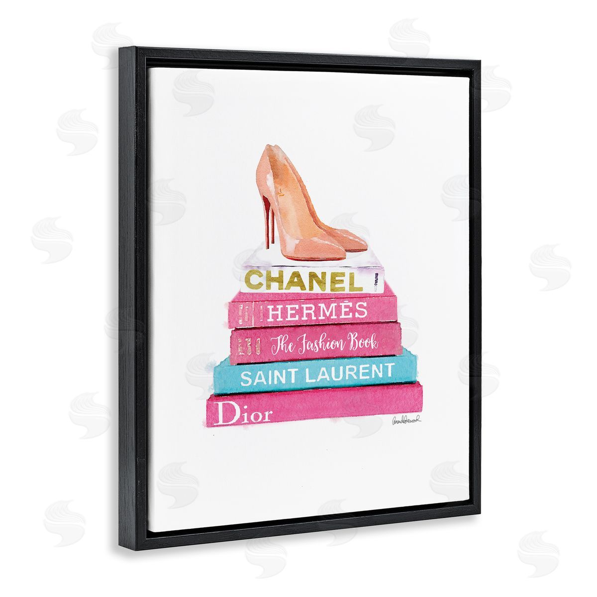 Amanda Greenwood Fashion Bookstack Heels Black Floater Frame Canvas Artside_