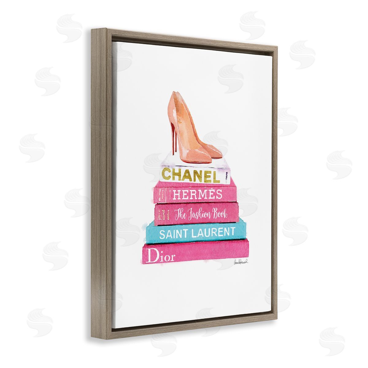 Amanda Greenwood Fashion Bookstack Heels Brown Floater Frame Canvas Artside_