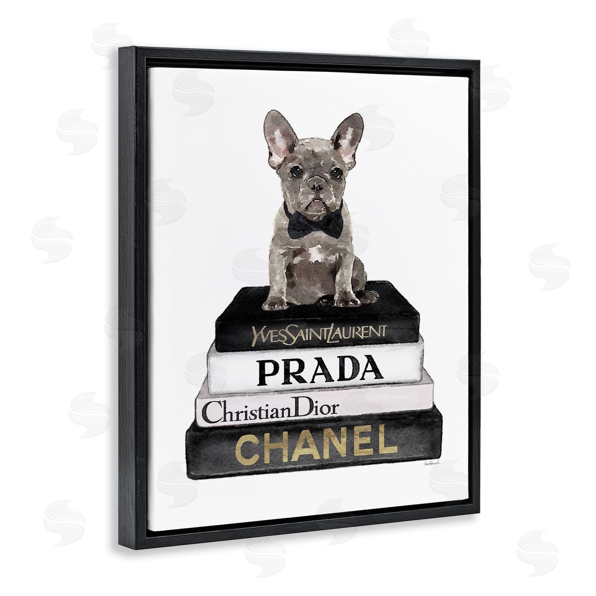 Amanda Greenwood Dog on Fashion Books Black Floater Frame Canvas Artside_