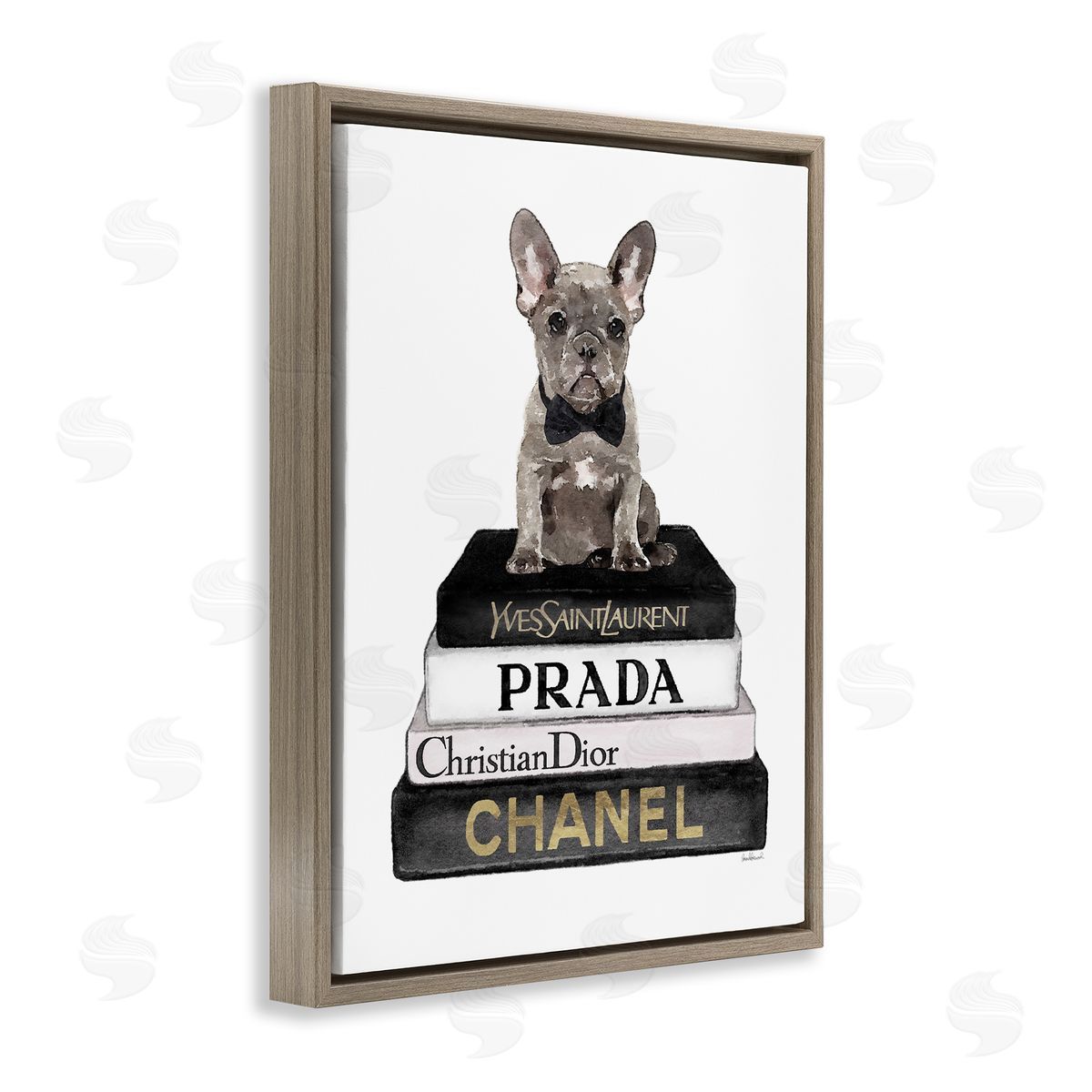 Amanda Greenwood Dog on Fashion Books Brown Floater Frame Canvas Artside_