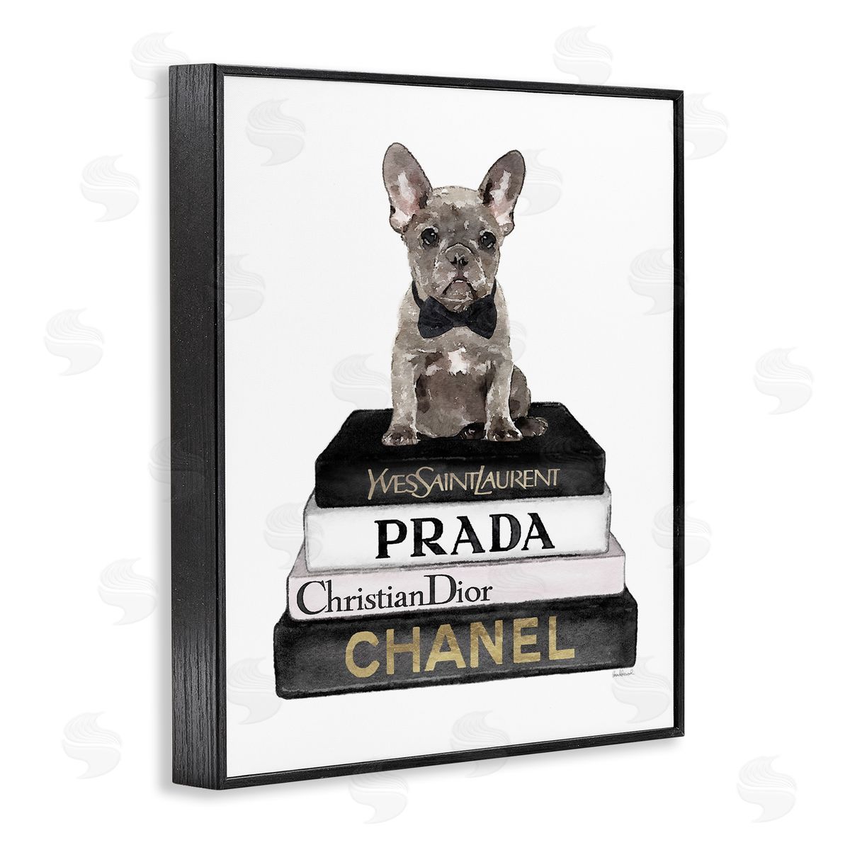 Amanda Greenwood Dog on Fashion Books Black Framed Giclee Wall Artside_