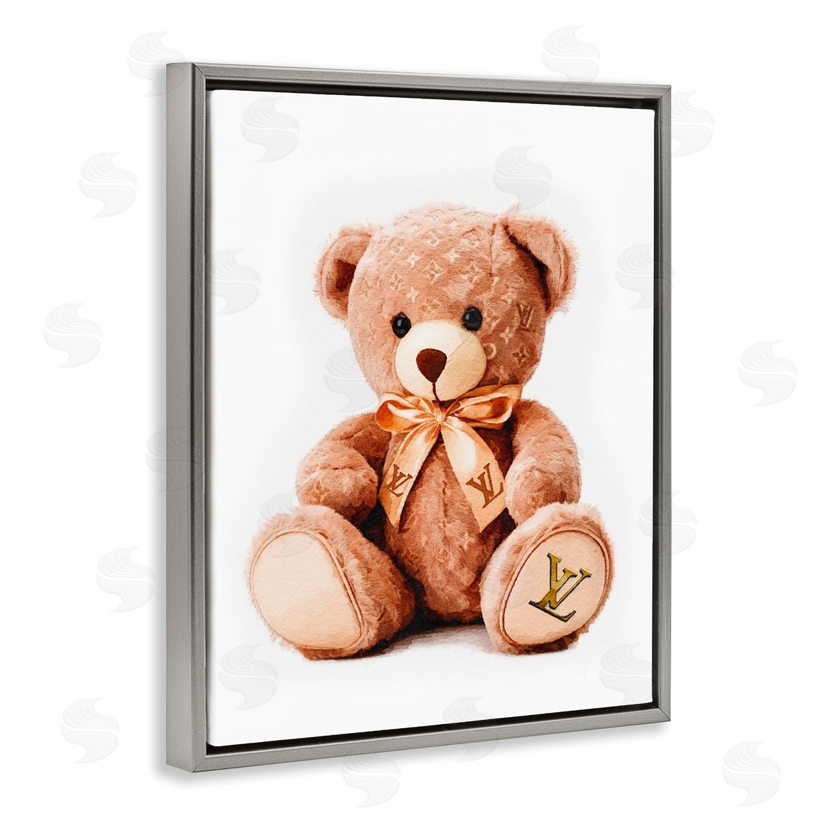 Amanda Greenwood Glam Brand Teddy Bear Gray Floater Frame Canvas Artside_