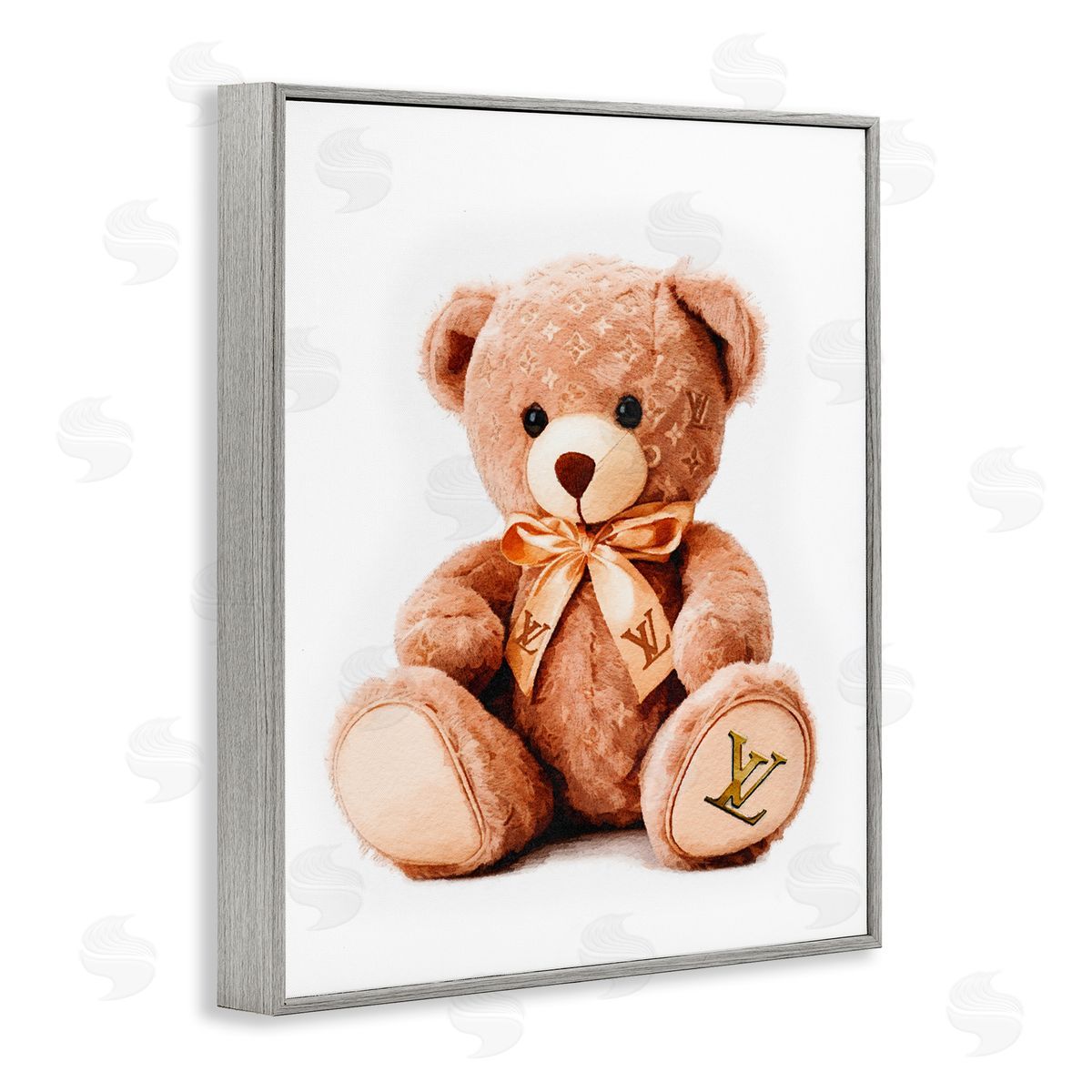 Amanda Greenwood Glam Brand Teddy Bear Gray Framed Giclee Wall Artside_
