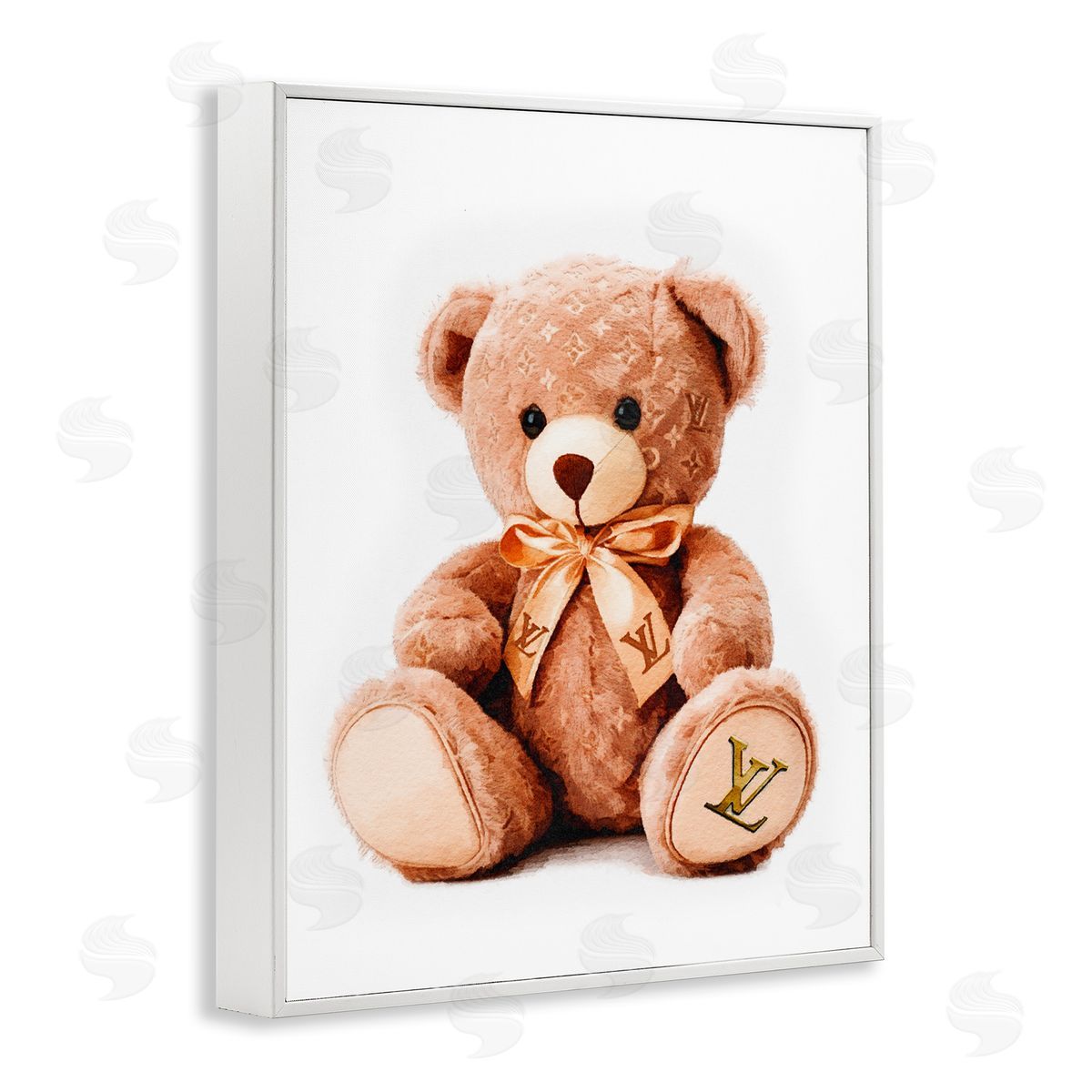 Amanda Greenwood Glam Brand Teddy Bear White Framed Giclee Wall Artside_