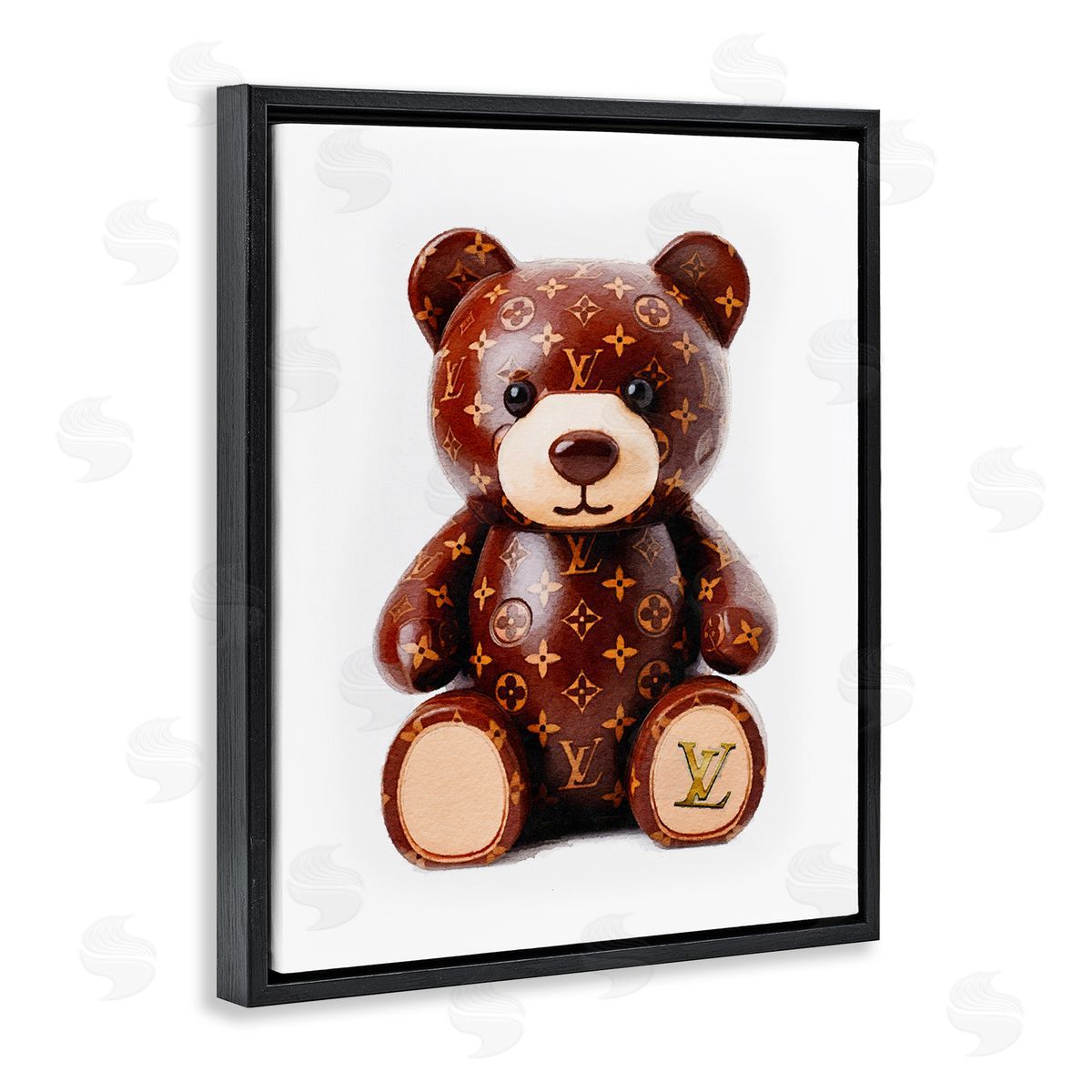 Amanda Greenwood Fashion Patterned Bear Black Floater Frame Canvas Artside_