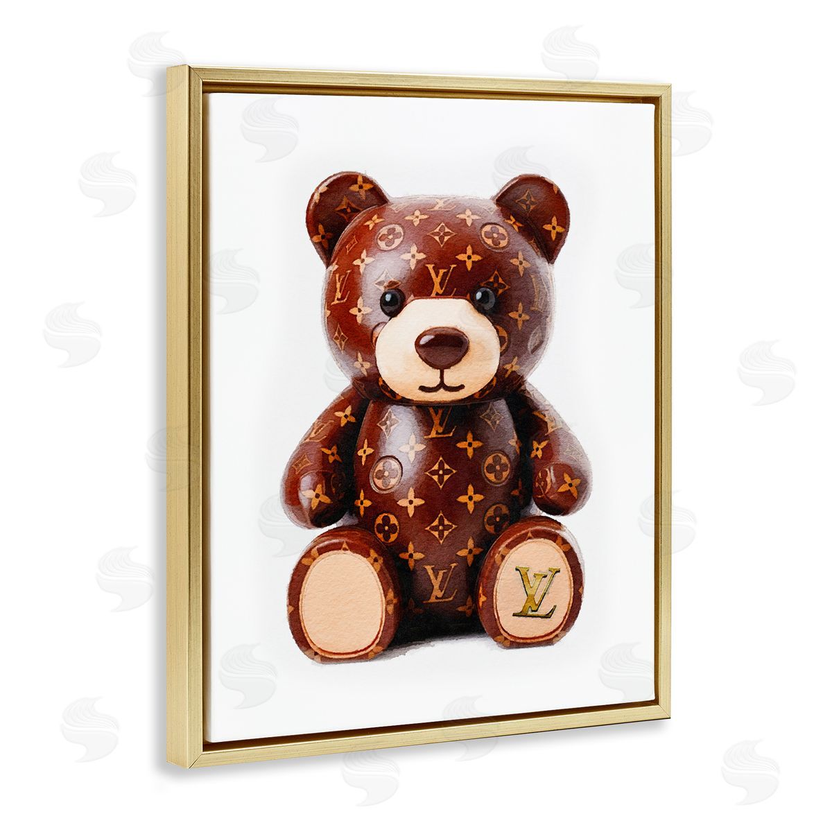 Amanda Greenwood Fashion Patterned Bear Gold Floater Frame Canvas Artside_