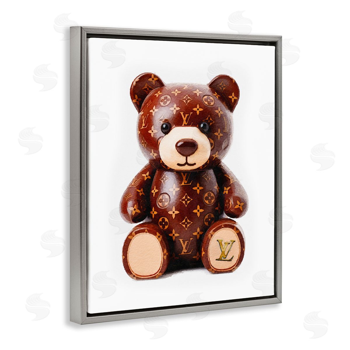 Amanda Greenwood Fashion Patterned Bear Gray Floater Frame Canvas Artside_