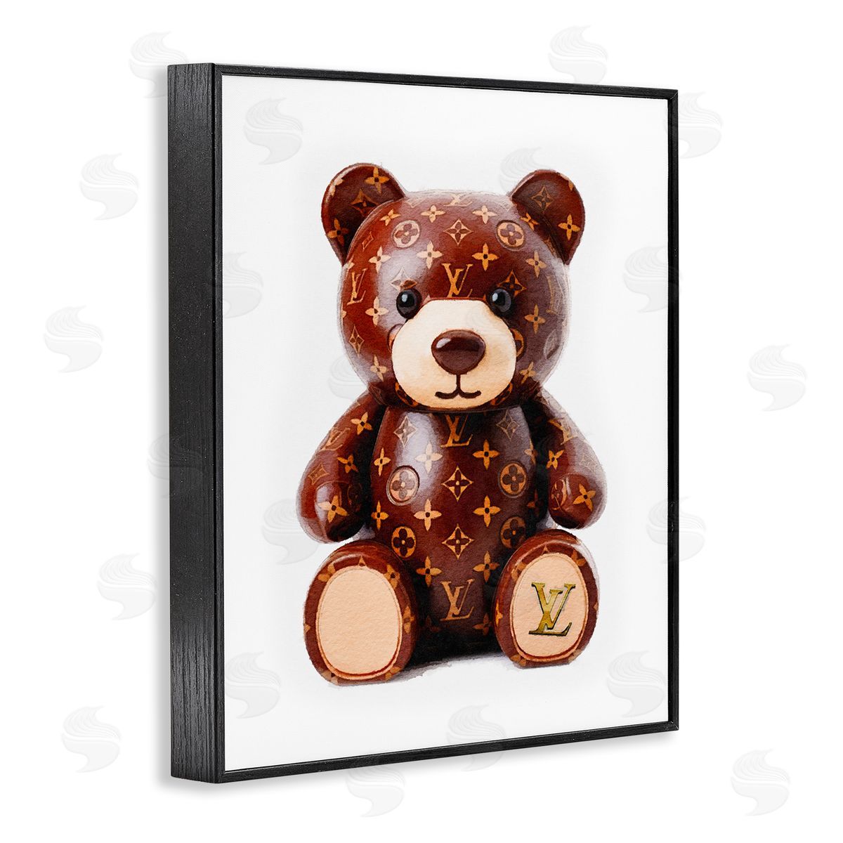 Amanda Greenwood Fashion Patterned Bear Black Framed Giclee Wall Artside_