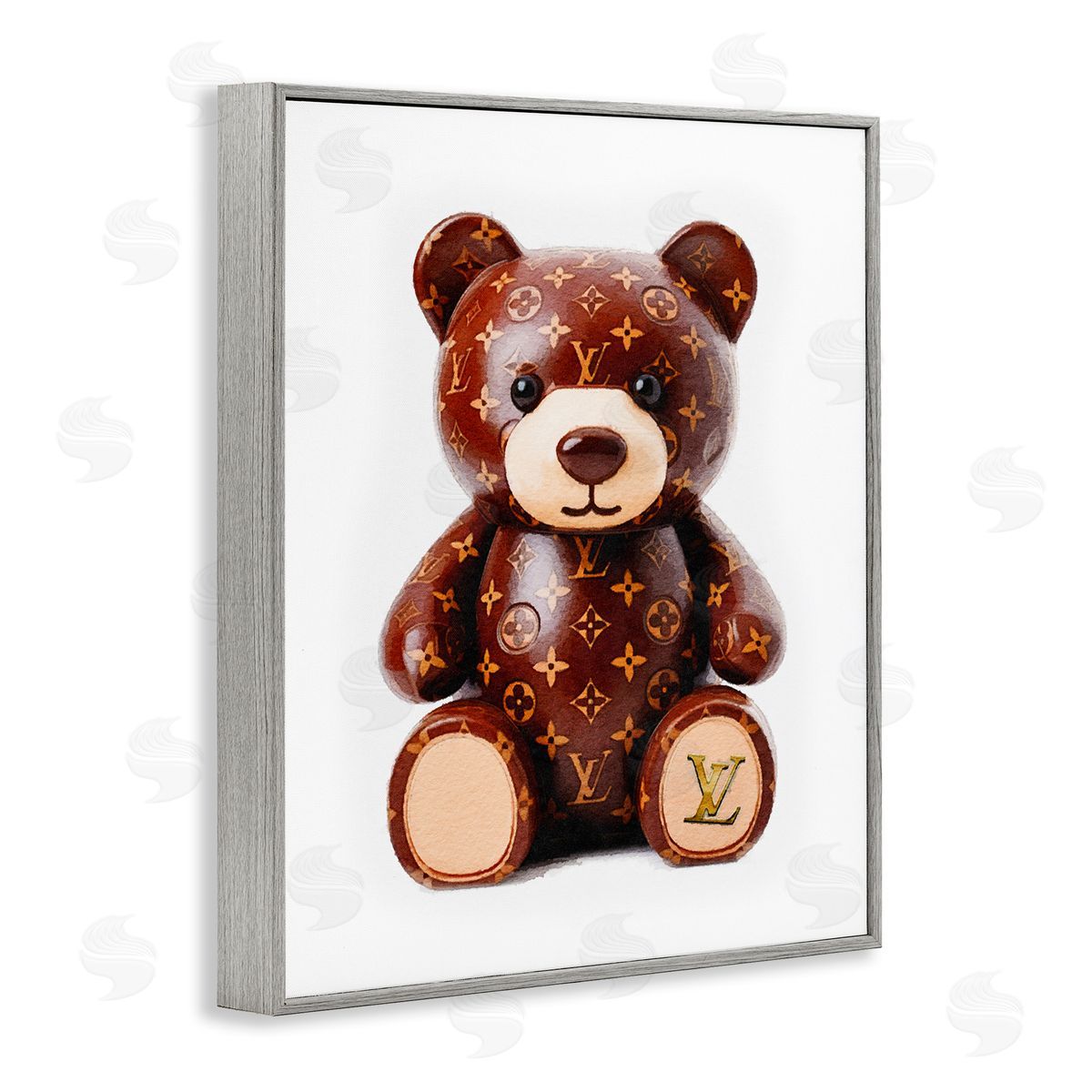 Amanda Greenwood Fashion Patterned Bear Gray Framed Giclee Wall Artside_