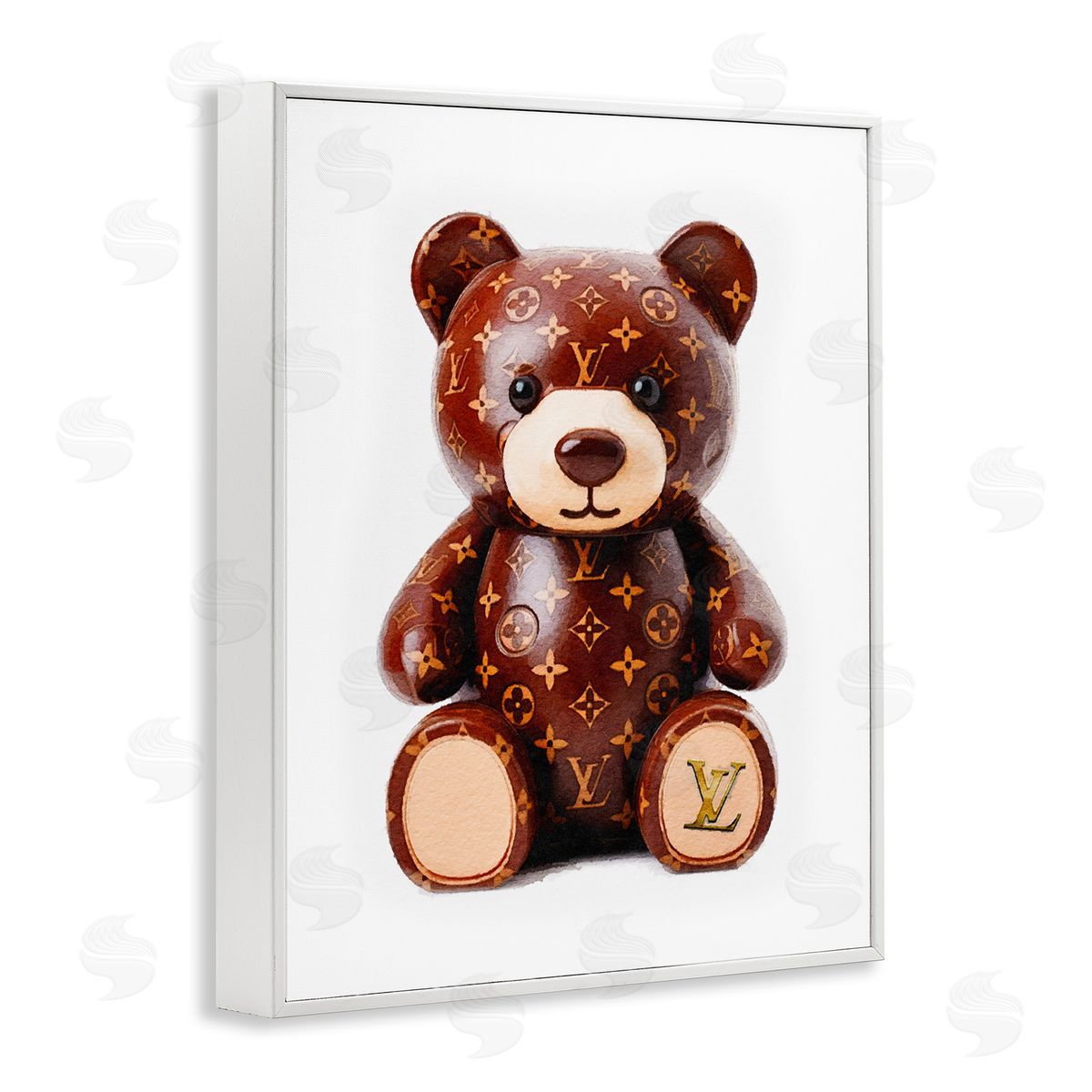 Amanda Greenwood Fashion Patterned Bear White Framed Giclee Wall Artside_