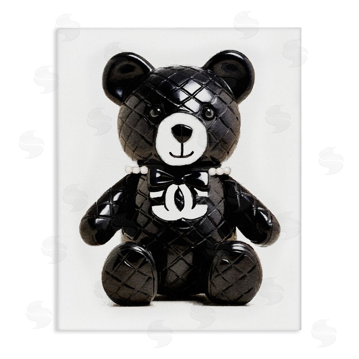 Amanda Greenwood Black Glam Teddy Bear Canvas Wall Art