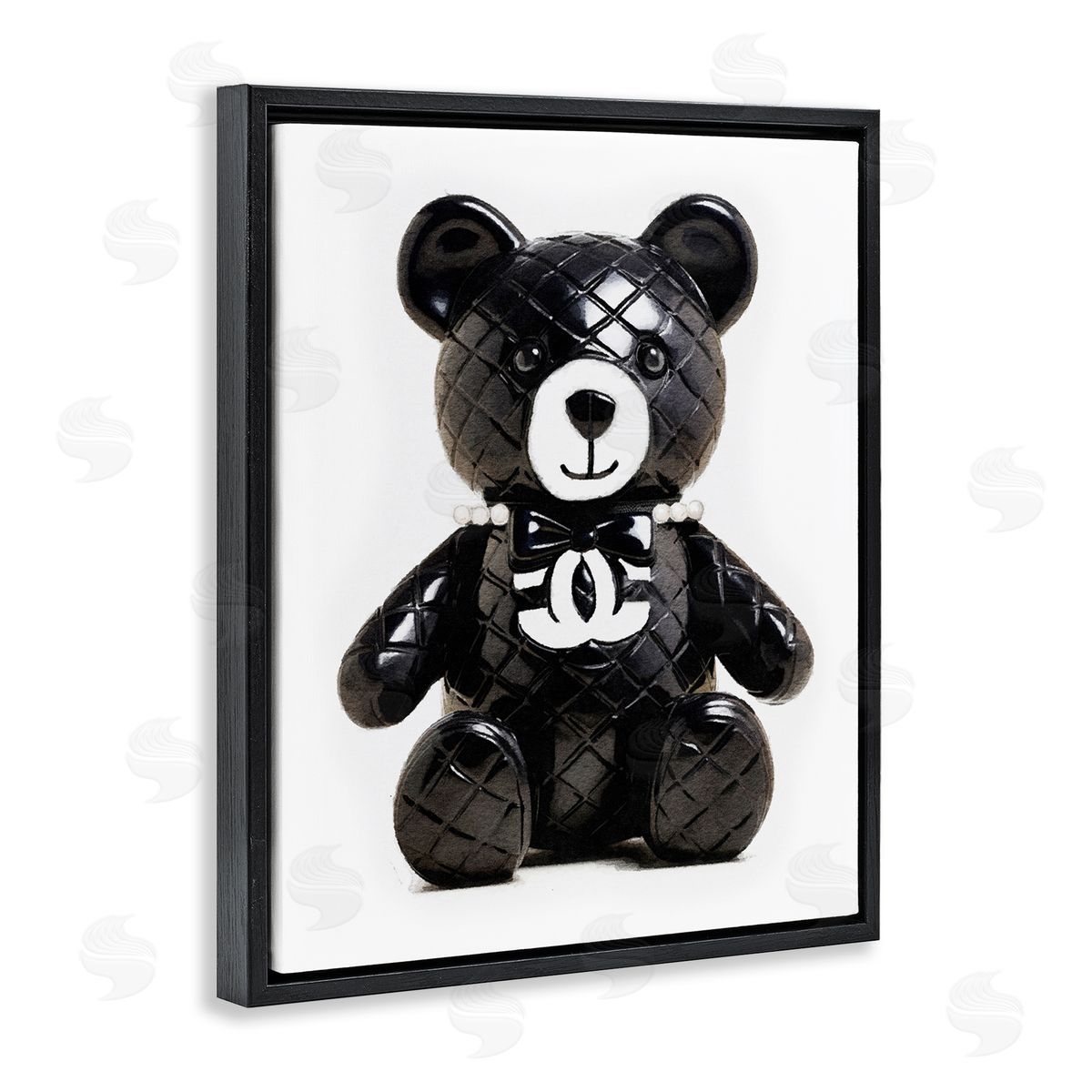 Amanda Greenwood Black Glam Teddy Bear Black Floater Frame Canvas Artside_