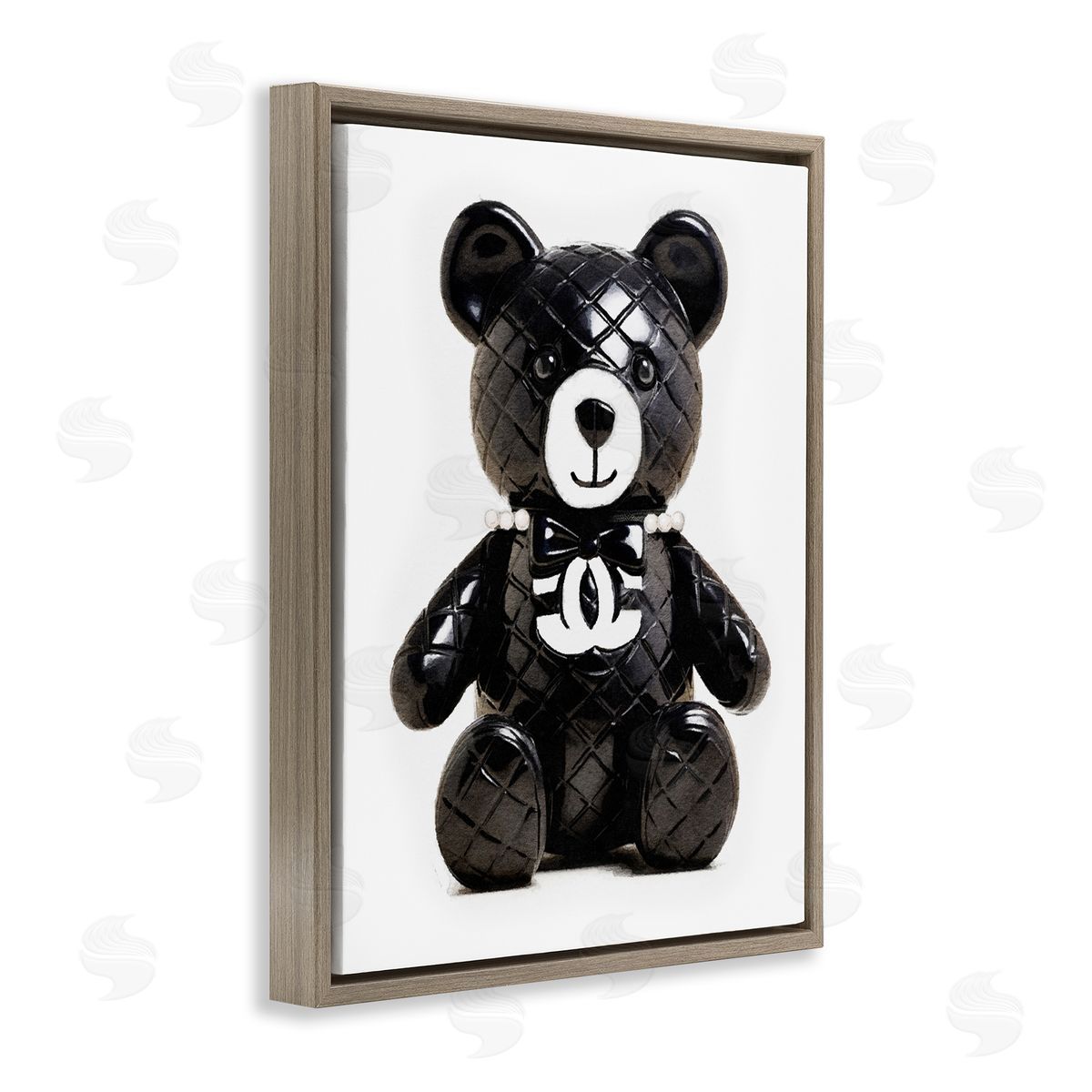 Amanda Greenwood Black Glam Teddy Bear Brown Floater Frame Canvas Artside_