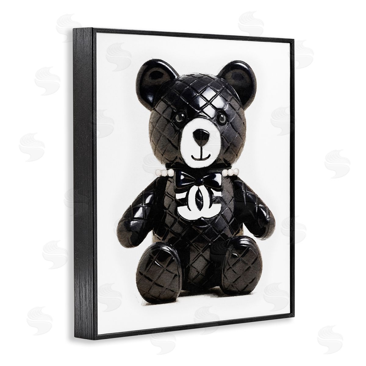 Amanda Greenwood Black Glam Teddy Bear Black Framed Giclee Wall Artside_