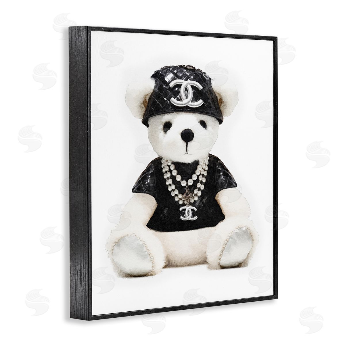 Amanda Greenwood Fashion Teddy Bear Black Framed Giclee Wall Artside_