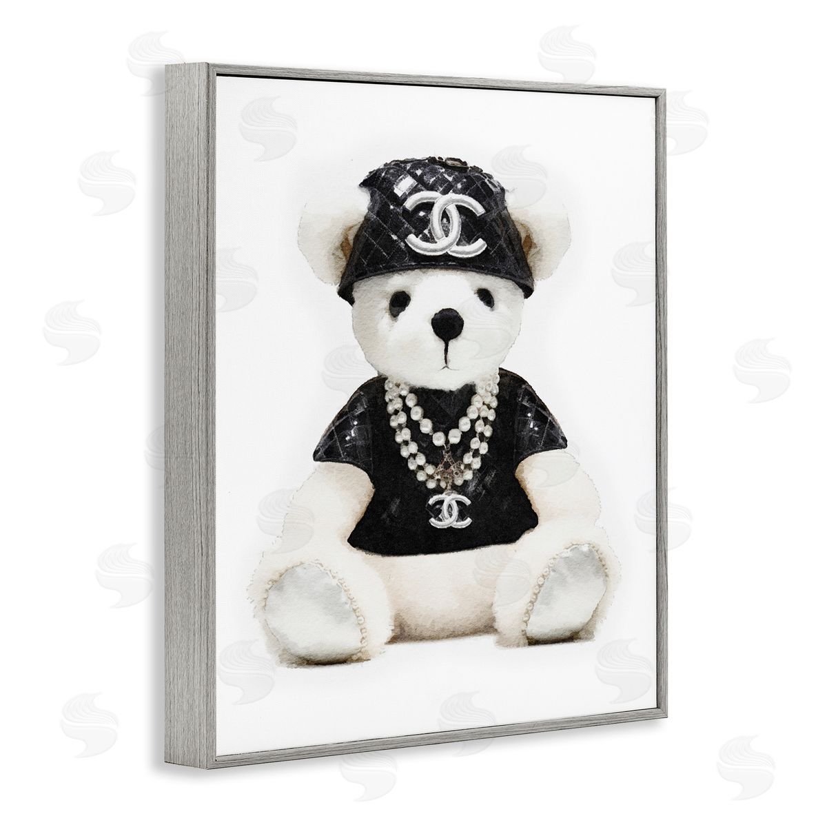 Amanda Greenwood Fashion Teddy Bear Gray Framed Giclee Wall Artside_