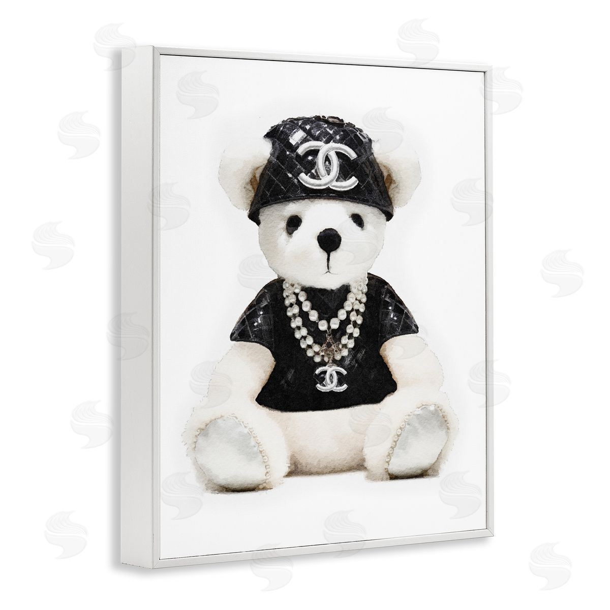 Amanda Greenwood Fashion Teddy Bear White Framed Giclee Wall Artside_