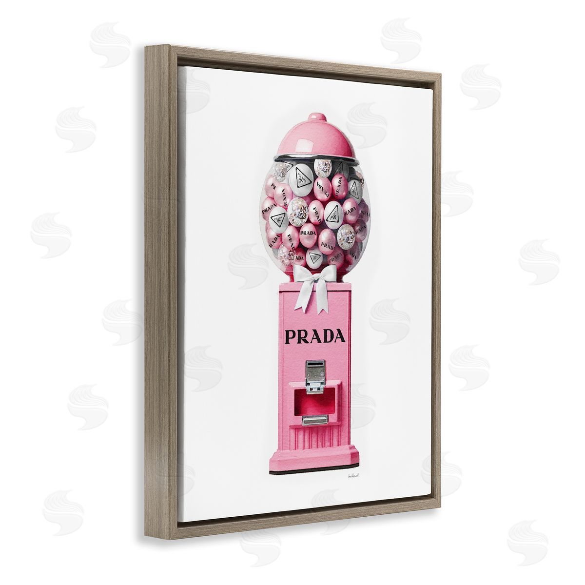 Amanda Greenwood Pink Glam Gumball Machine Brown Floater Frame Canvas Artside_