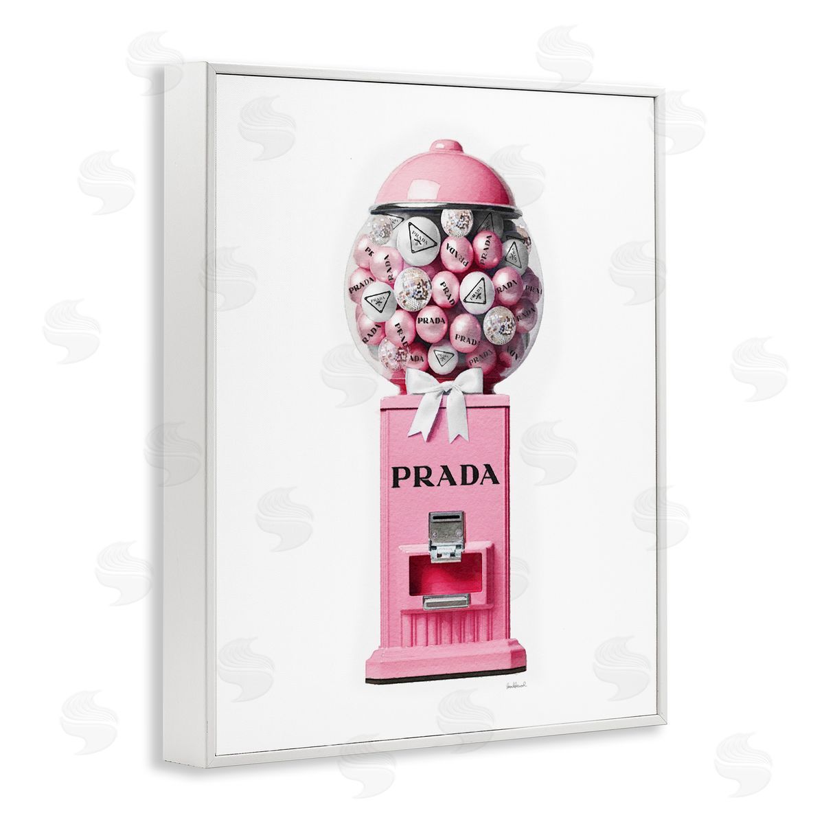 Amanda Greenwood Pink Glam Gumball Machine White Framed Giclee Wall Artside_