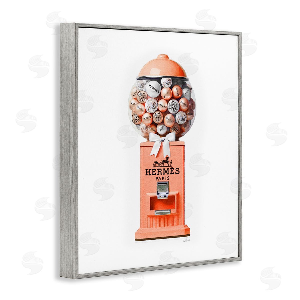 Amanda Greenwood Fashion Gumball Dispenser Gray Framed Giclee Wall Artside_
