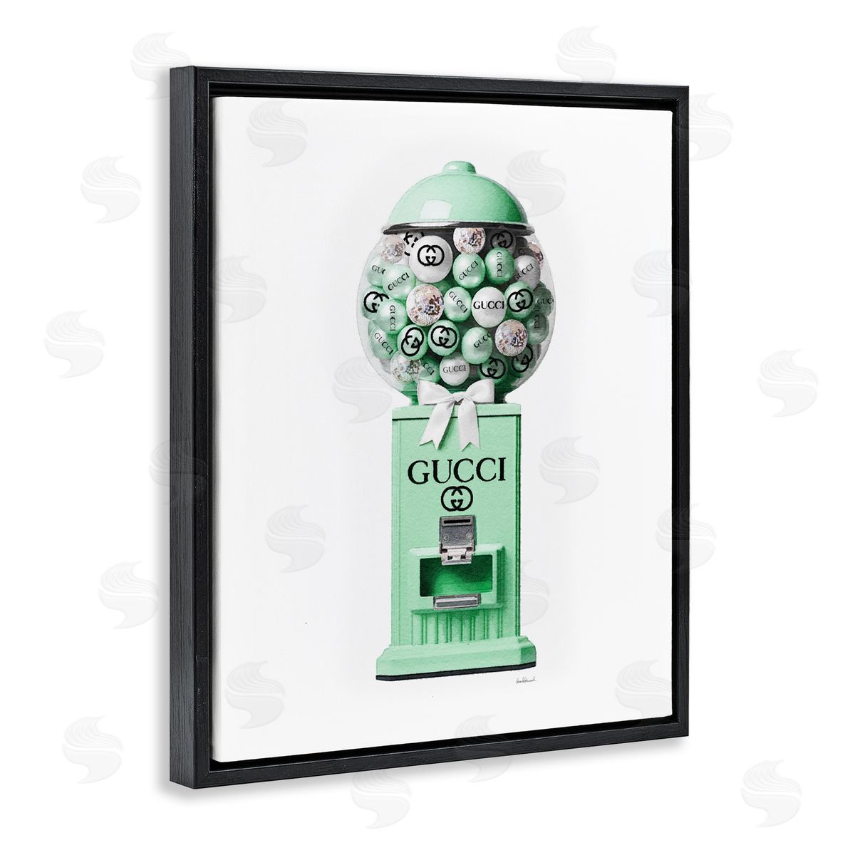 Amanda Greenwood Green Glam Gumball Machine Black Floater Frame Canvas Artside_
