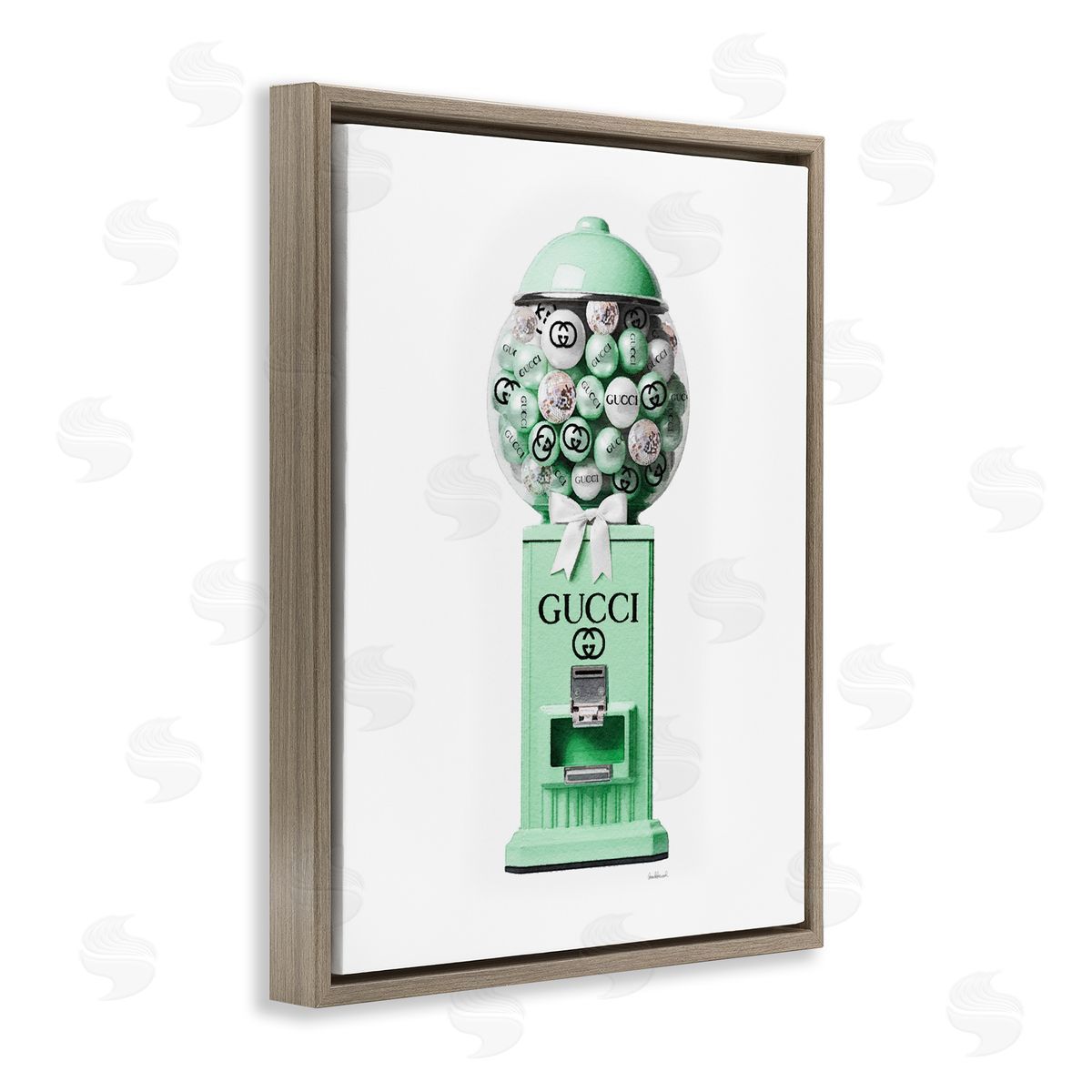 Amanda Greenwood Green Glam Gumball Machine Brown Floater Frame Canvas Artside_