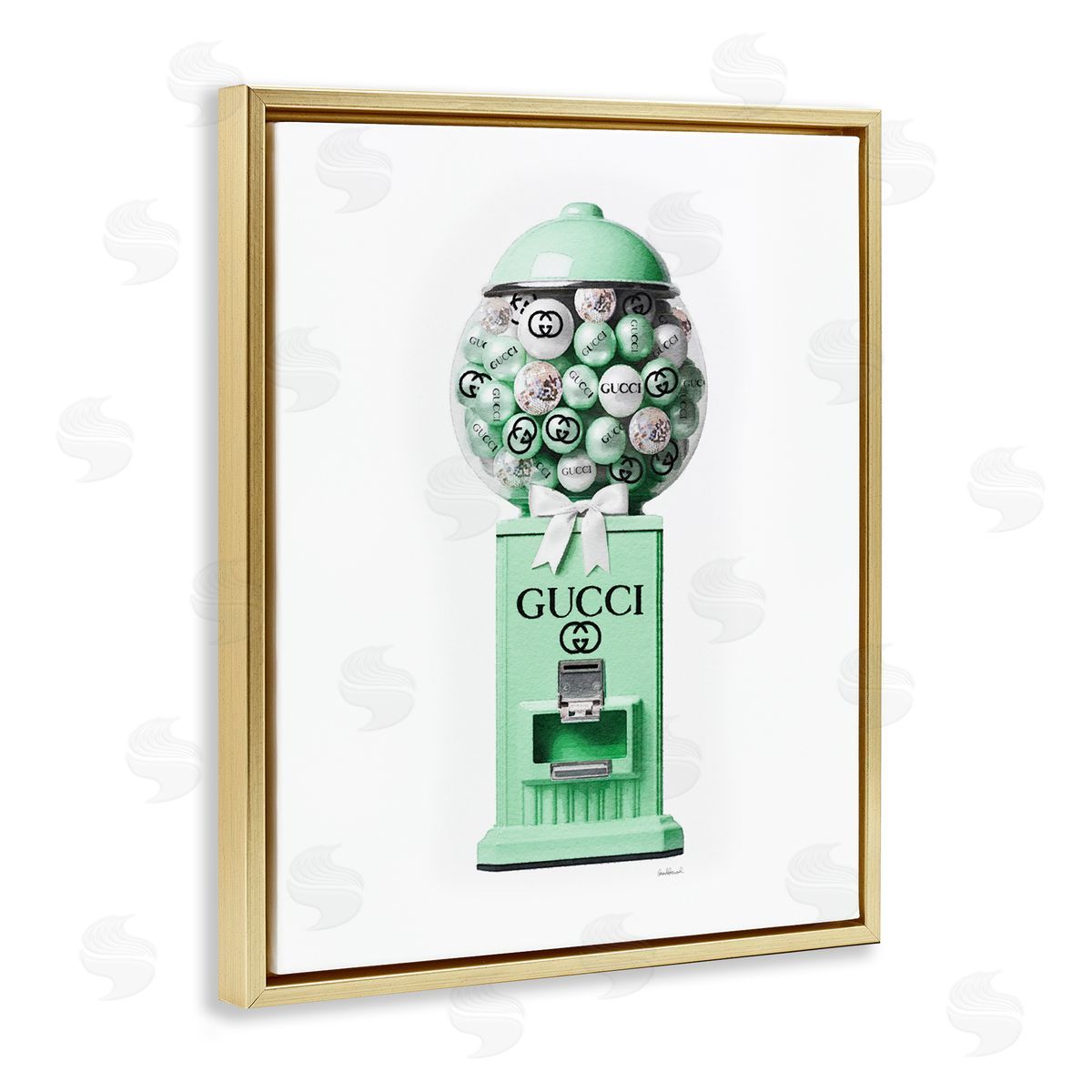 Amanda Greenwood Green Glam Gumball Machine Gold Floater Frame Canvas Artside_