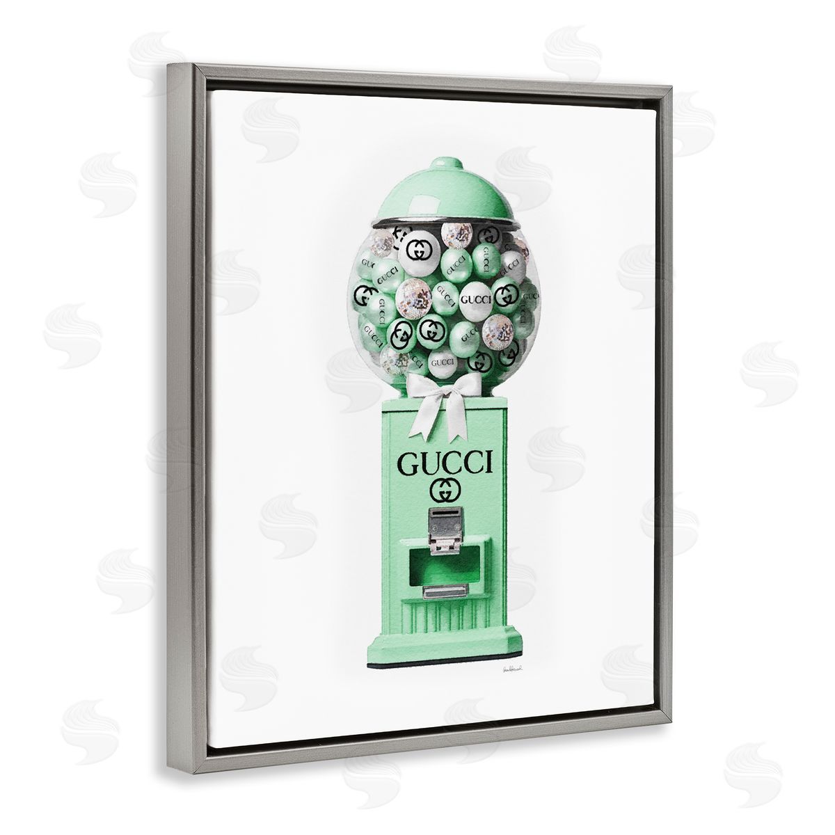 Amanda Greenwood Green Glam Gumball Machine Gray Floater Frame Canvas Artside_