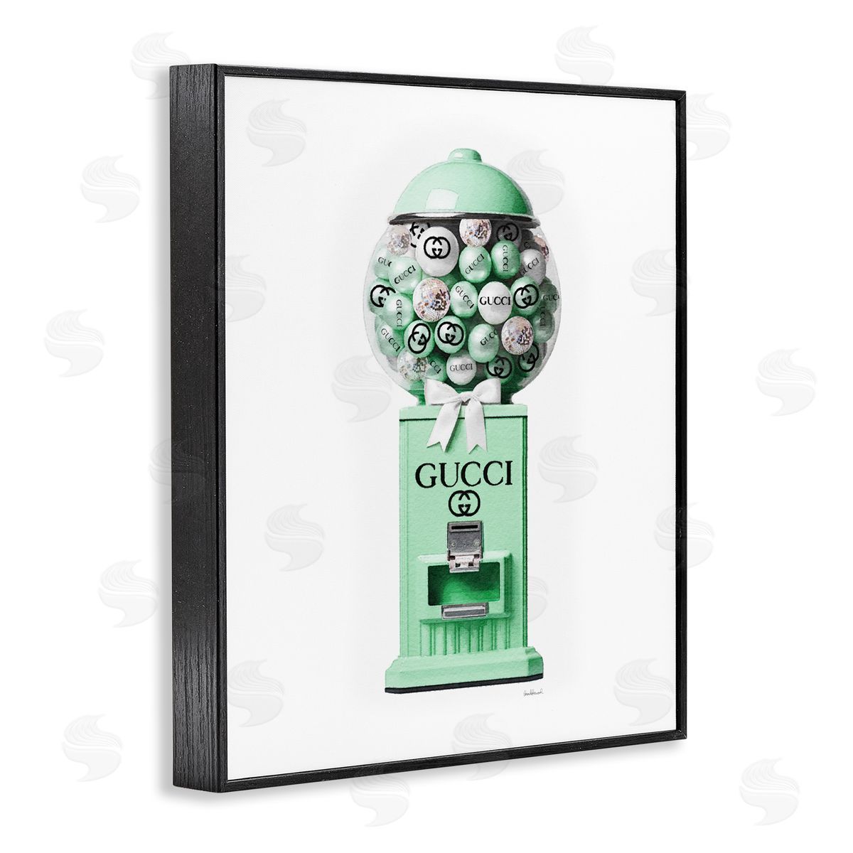 Amanda Greenwood Green Glam Gumball Machine Black Framed Giclee Wall Artside_