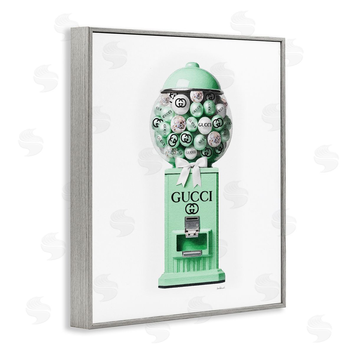 Amanda Greenwood Green Glam Gumball Machine Gray Framed Giclee Wall Artside_