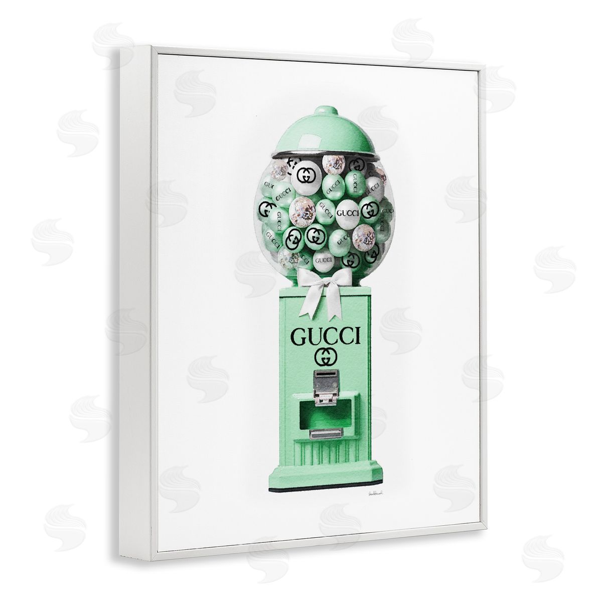 Amanda Greenwood Green Glam Gumball Machine White Framed Giclee Wall Artside_