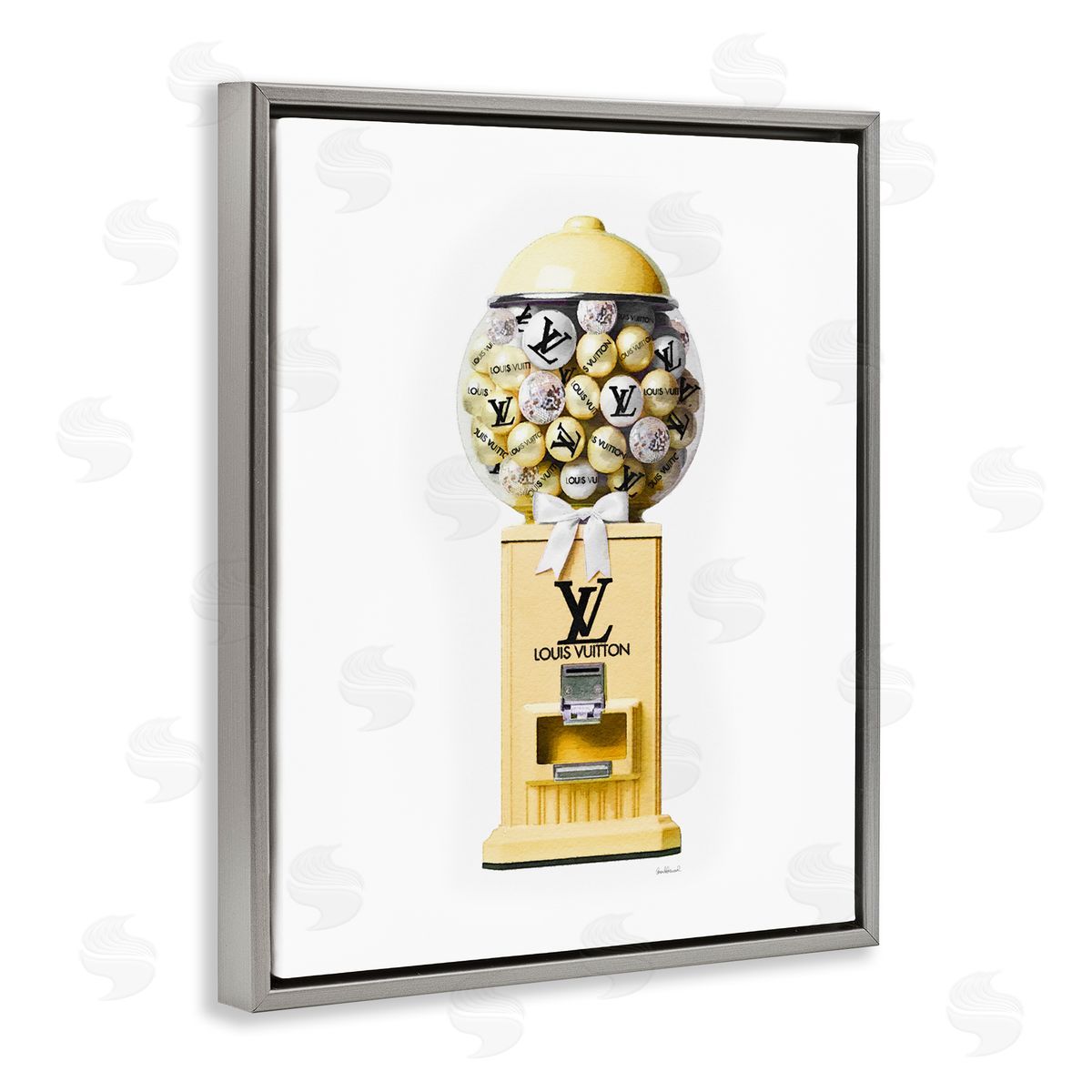 Amanda Greenwood Yellow Gumball Machine Gray Floater Frame Canvas Artside_
