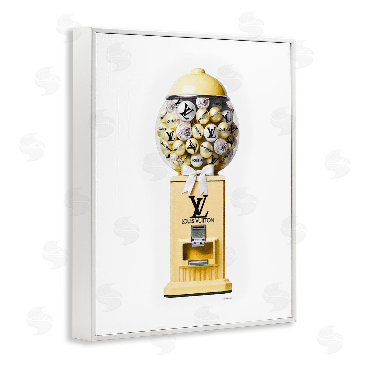 Amanda Greenwood Yellow Gumball Machine White Framed Giclee Wall Artside_