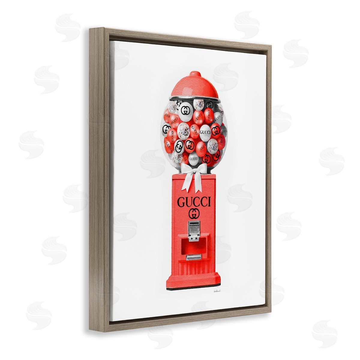 Amanda Greenwood Red Glam Candy Machine Brown Floater Frame Canvas Artside_