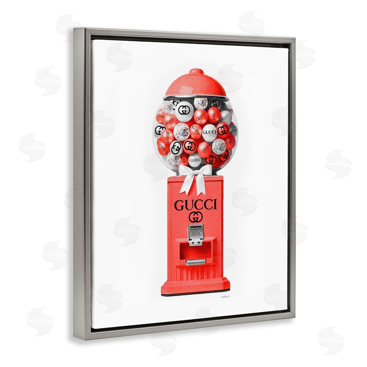 Amanda Greenwood Red Glam Candy Machine Gray Floater Frame Canvas Artside_