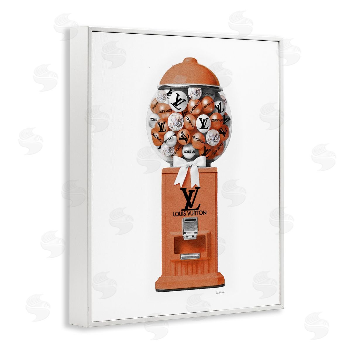 Amanda Greenwood Gumball Dispenser Glam White Framed Giclee Wall Artside_