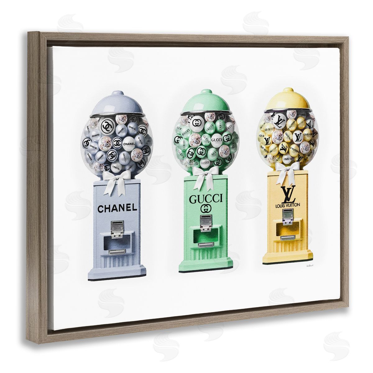 Amanda Greenwood Pastel Gumball Machines Brown Floater Frame Canvas Artside_