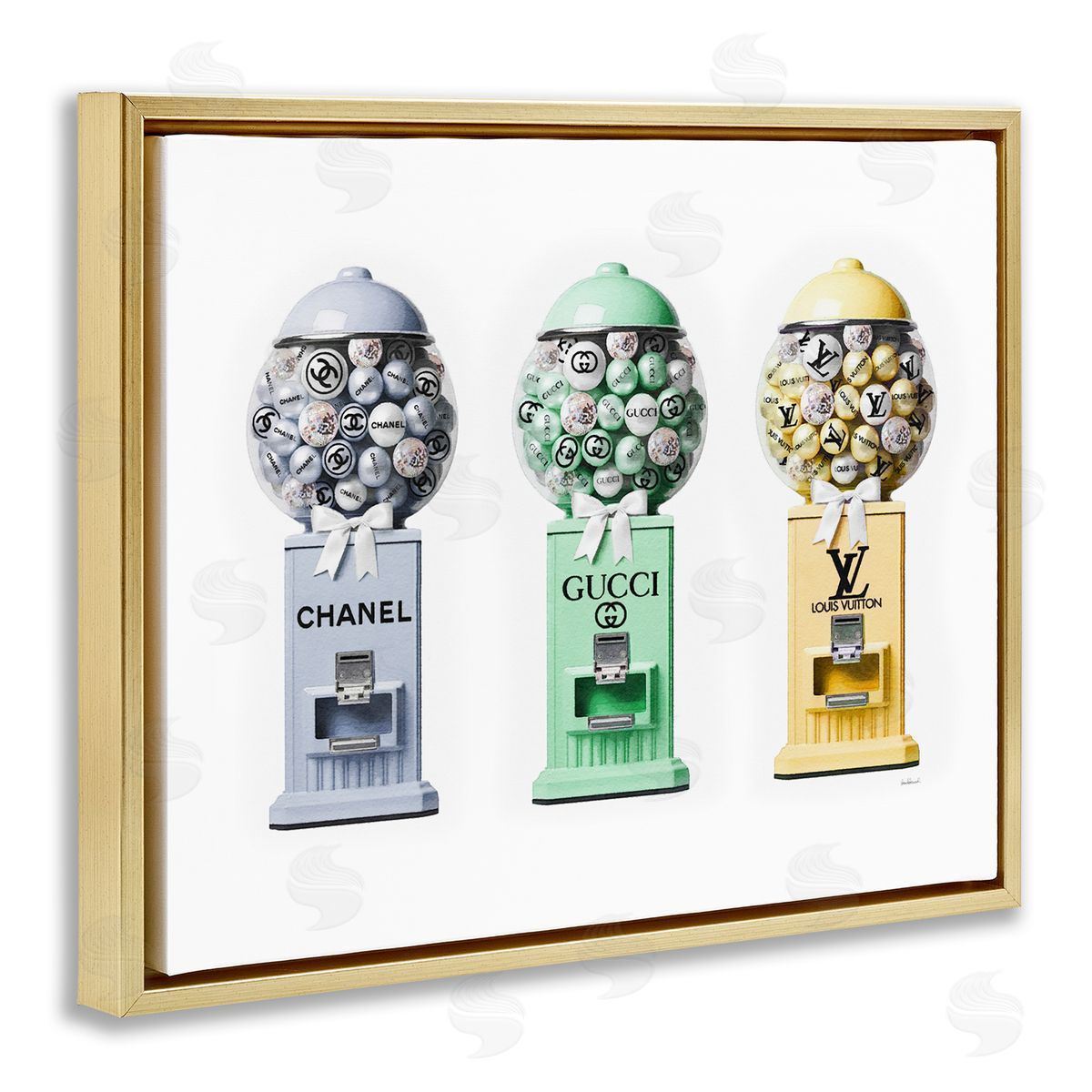 Amanda Greenwood Pastel Gumball Machines Gold Floater Frame Canvas Artside_
