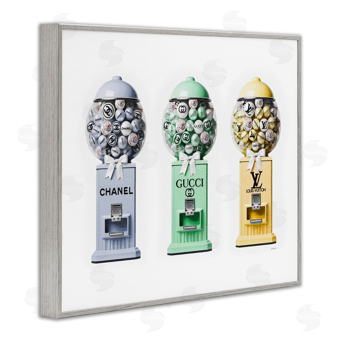 Amanda Greenwood Pastel Gumball Machines Gray Framed Giclee Wall Artside_