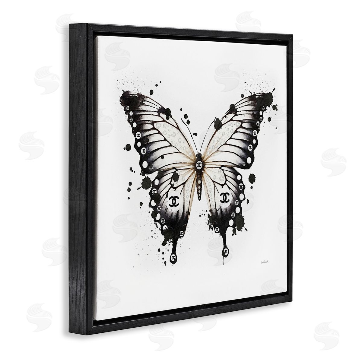 Amanda Greenwood Modern Black Butterfly Black Floater Frame Canvas Artside_