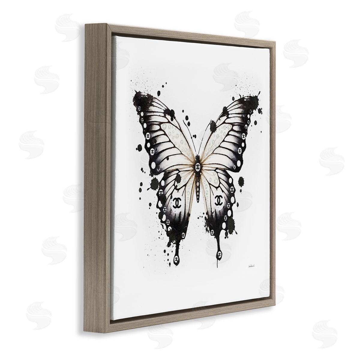 Amanda Greenwood Modern Black Butterfly Brown Floater Frame Canvas Artside_