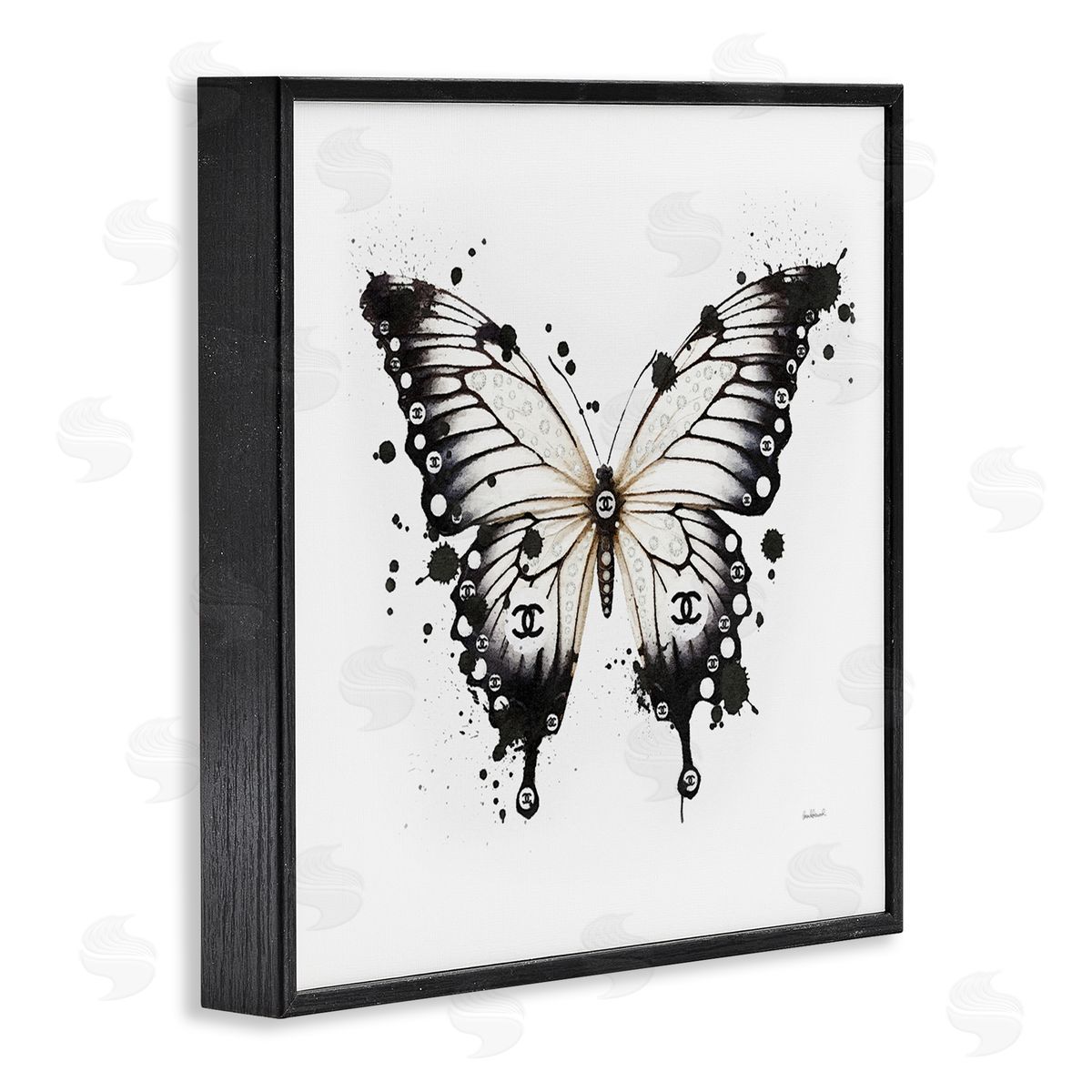 Amanda Greenwood Modern Black Butterfly Black Framed Giclee Wall Artside_