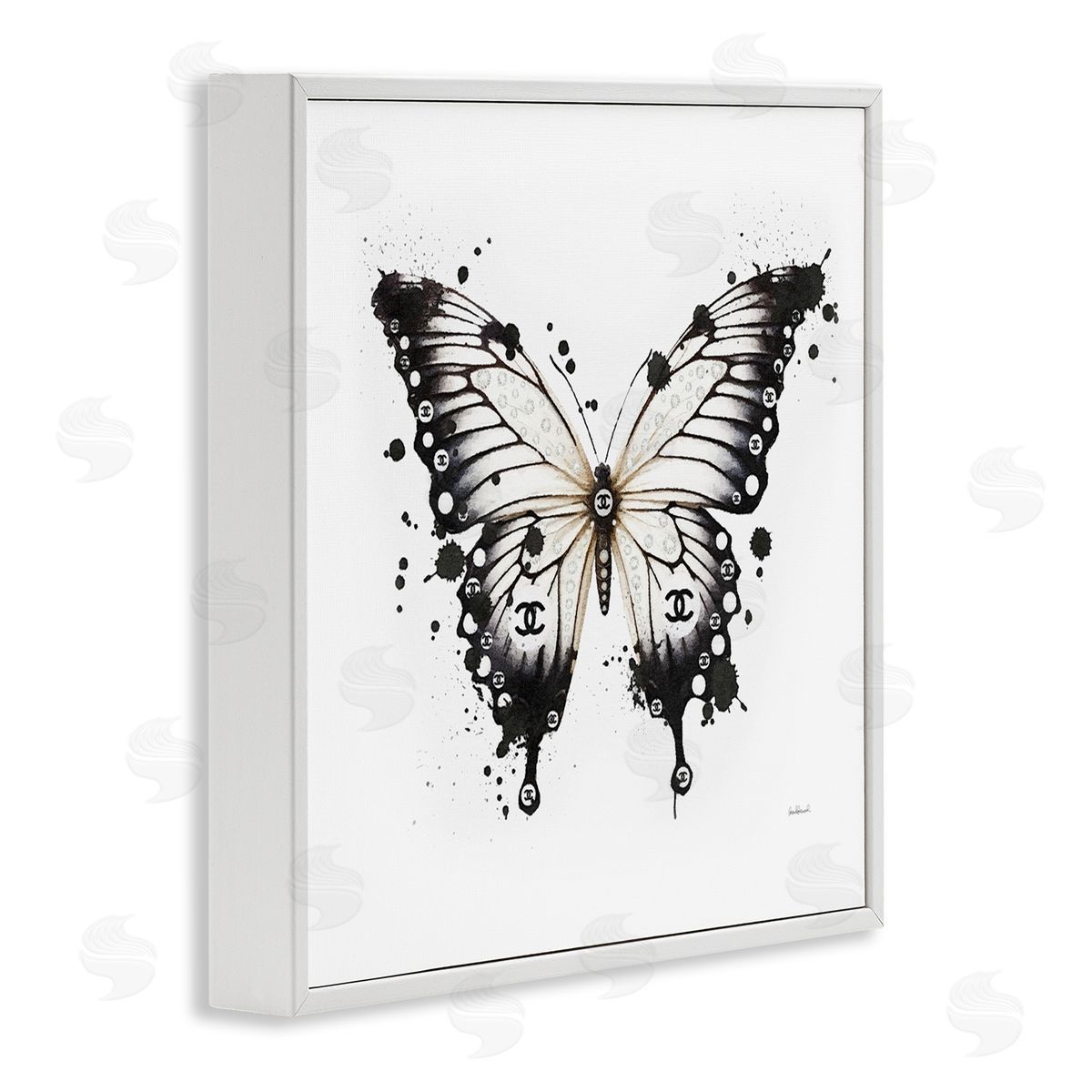 Amanda Greenwood Modern Black Butterfly White Framed Giclee Wall Artside_
