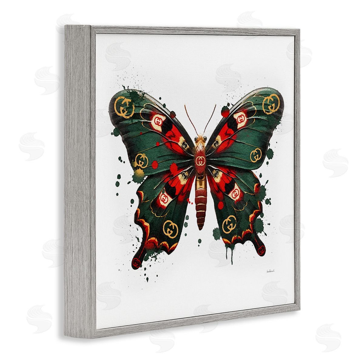 Amanda Greenwood Fashion Brand Butterfly Gray Framed Giclee Wall Artside_